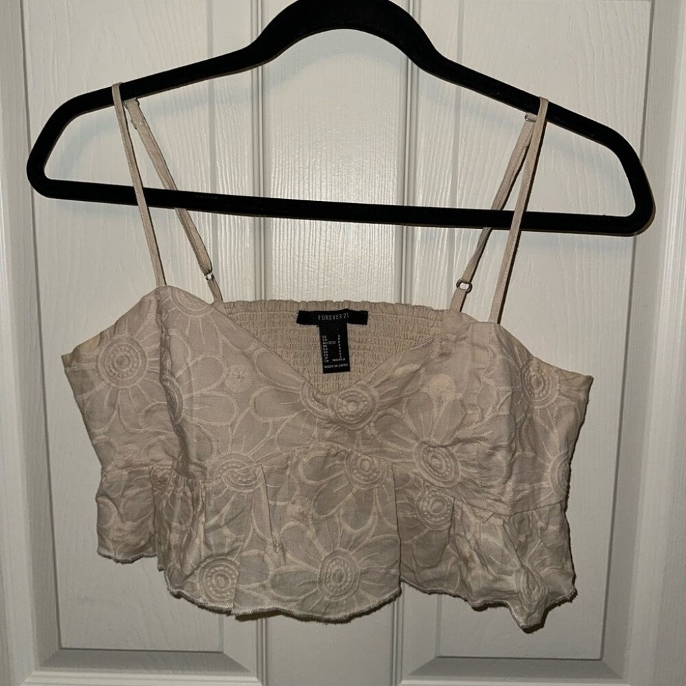 Forever 21 Cream Floral Women's Top